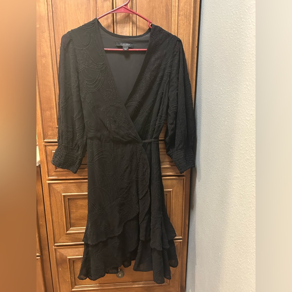 All Saints Black Wrap Dress